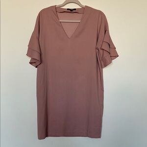 Banana Republic Mauve Pink V-Neck Ruffle Sleeve Dress